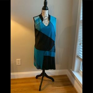 Coline Black & Blue Geo Color Block Dress